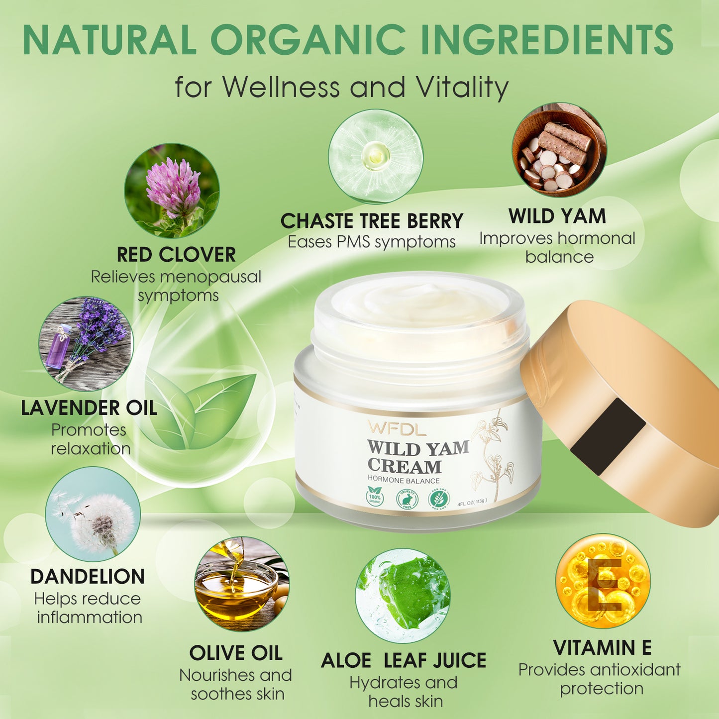 Natural Formula Wild Yam Cream for Hormone Balance, 4 OZ