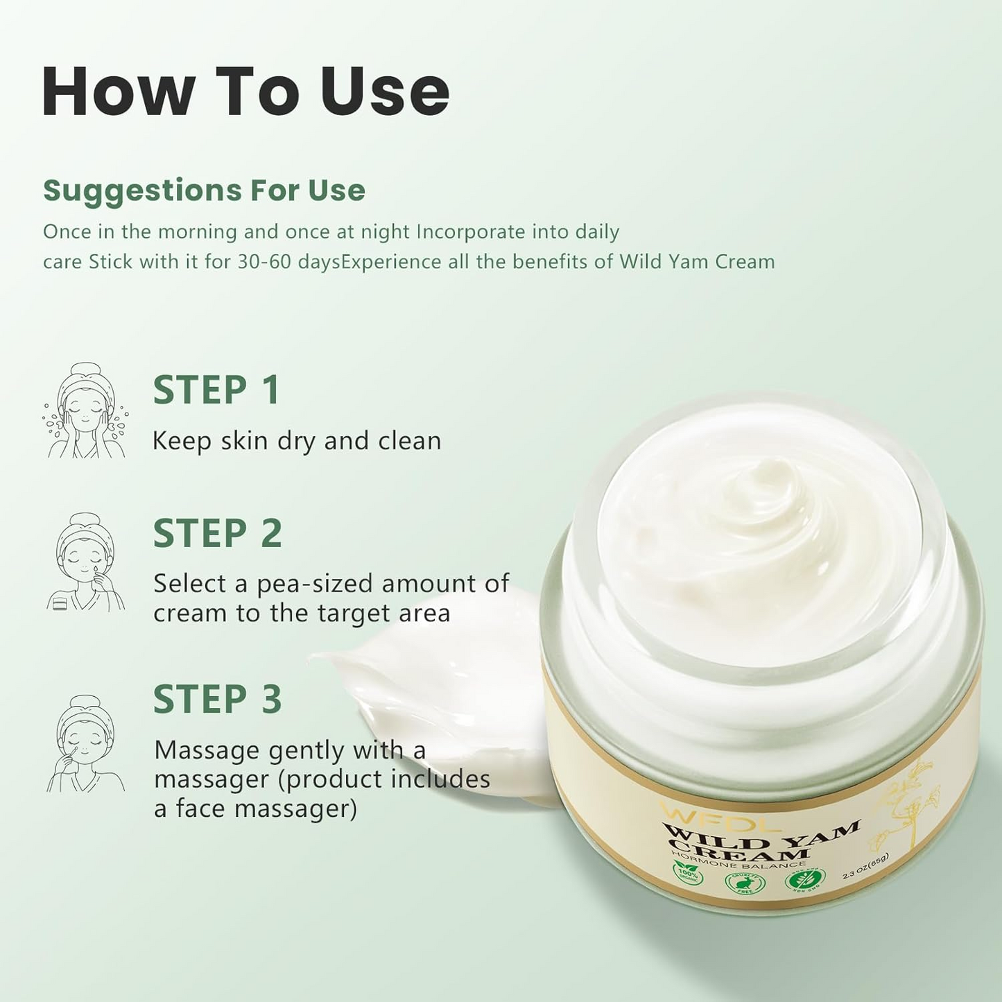 Wild Yam Cream for Hormone Balance,100% Natural Organic Formula for Menopause & Menstrual, 1.76 OZ